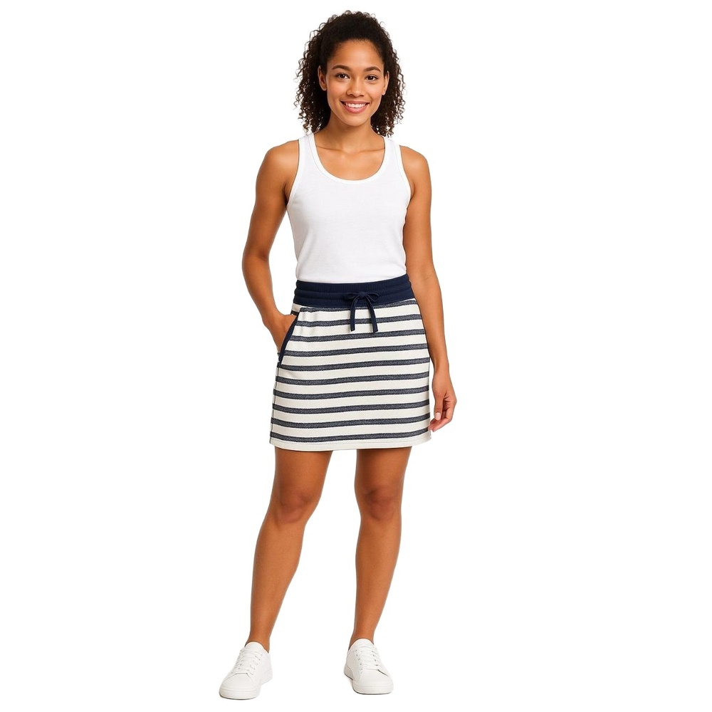 JONES NEW YORK‎ Womens Skort Size M Navy Blue White Striped Built-in Shorts